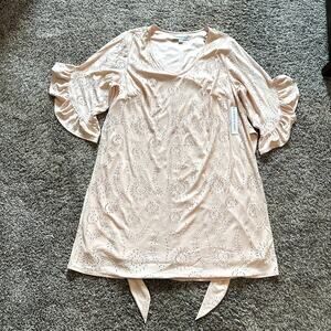 NWT EMMA & MICHELE Eyelet Ruffle Sleeve Dress Size 1X Preppy Classic Feminine